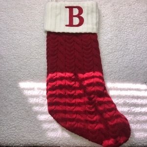 Christmas Stocking ๐, Cable Knit (Embroidered B) St. Nicolas Square 21 Inch